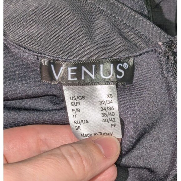 Venus Jumpsuit XS Women's Black Mesh Neck Ruffles Short Sleeve Flared Leg Zipper - Picture 7 of 8